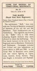 1938 Walters' Palm Toffee Some Cap Badges of Territorial Regiments #23 The Buffs (Royal East Kent Regiment) Back