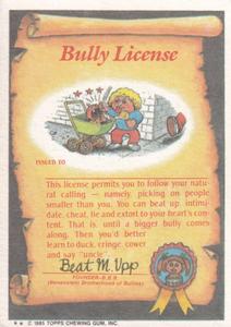 1985 Topps Garbage Pail Kids Series 2 (UK) #72b Brainy Brian Back