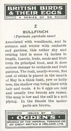1939 Ogden's British Birds and Their Eggs #2 Bullfinch Back