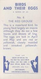 1958 Swettenhams Tea Birds and Their Eggs #6 Red Grouse Back