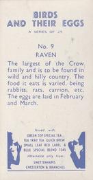 1958 Swettenhams Tea Birds and Their Eggs #9 Raven Back