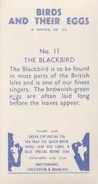 1958 Swettenhams Tea Birds and Their Eggs #11 Blackbird Back