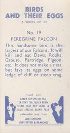 1958 Swettenhams Tea Birds and Their Eggs #19 Peregrine Falcon Back