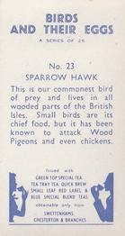 1958 Swettenhams Tea Birds and Their Eggs #23 Sparrow Hawk Back
