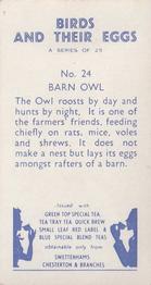 1958 Swettenhams Tea Birds and Their Eggs #24 Barn Owl Back