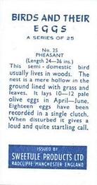 1959 Sweetule Products Birds and Their Eggs #25 Pheasant Back