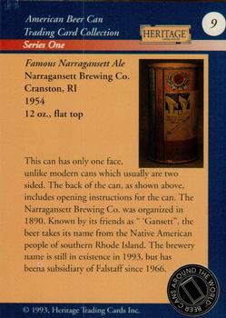 1993 Heritage Beer Cans Around The World #9 Famous Narragansett Ale Back
