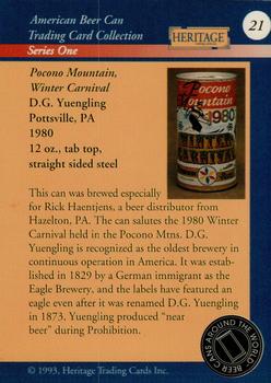 1993 Heritage Beer Cans Around The World #21 Pocono Mountain, Winter Carnival Back