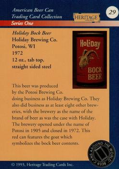 1993 Heritage Beer Cans Around The World #29 Holiday Bock Beer Back