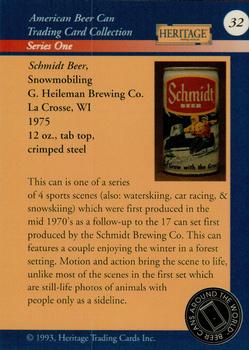 1993 Heritage Beer Cans Around The World #32 Schmidt Beer Snowmobiling Back