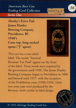 1993 Heritage Beer Cans Around The World #36 Hanley's Extra Pale Back
