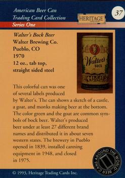 1993 Heritage Beer Cans Around The World #37 Walter's Bock Beer Back