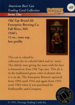 1993 Heritage Beer Cans Around The World #40 Old Tap Brand Ale Back