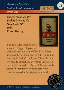 1993 Heritage Beer Cans Around The World #41 Yankee Premium Beer Back
