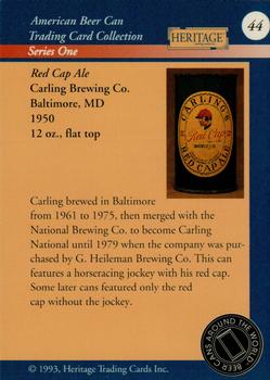 1993 Heritage Beer Cans Around The World #44 Red Cap Ale Back