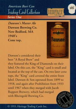 1993 Heritage Beer Cans Around The World #46 Dawson's Master Ale Back