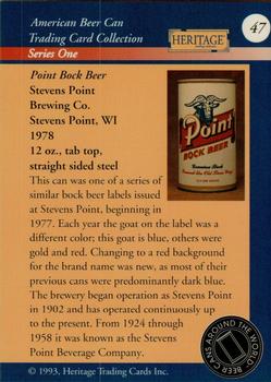 1993 Heritage Beer Cans Around The World #47 Point Bock Beer Back