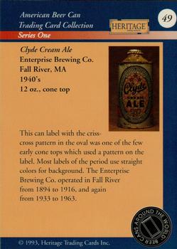 1993 Heritage Beer Cans Around The World #49 Clyde Cream Ale Back