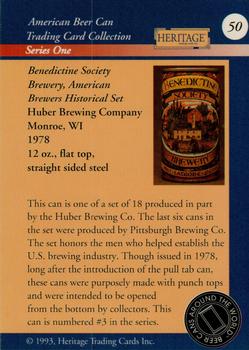 1993 Heritage Beer Cans Around The World #50 Benedictine Society Brewery, American Brewers Historical Set Back