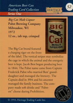 1993 Heritage Beer Cans Around The World #52 Big Cat Malt Liquor Back