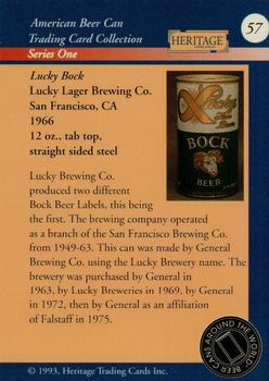 1993 Heritage Beer Cans Around The World #57 Lucky Buck Back