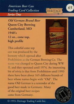 1993 Heritage Beer Cans Around The World #65 Old German Brand Beer Back
