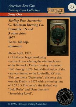 1993 Heritage Beer Cans Around The World #73 Sterling Beer, Secretariat Back