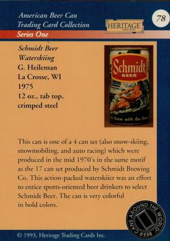 1993 Heritage Beer Cans Around The World #78 Schmidt Beer Waterskiing Back