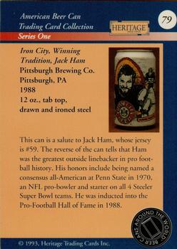 1993 Heritage Beer Cans Around The World #79 Iron City, Winning Tradition, Jack Ham Back