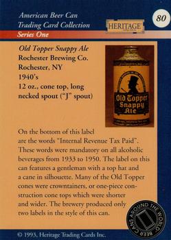 1993 Heritage Beer Cans Around The World #80 Old Topper Snappy Ale Back