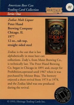 1993 Heritage Beer Cans Around The World #81 Zodiac Malt Liquor Back