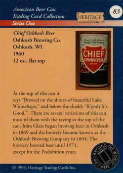 1993 Heritage Beer Cans Around The World #83 Chief Oshkosh Beer Back