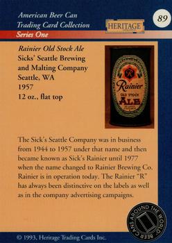 1993 Heritage Beer Cans Around The World #89 Rainier Old Stock Ale Back