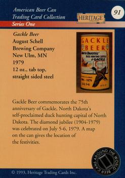 1993 Heritage Beer Cans Around The World #91 Gackle Beer Back