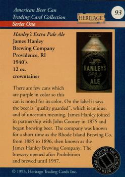 1993 Heritage Beer Cans Around The World #93 Hanley's Extra Pale Ale Back