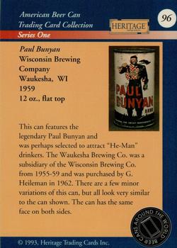 1993 Heritage Beer Cans Around The World #96 Paul Bunyan Back