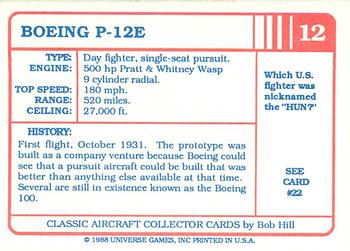 1988 Universe Games Classic Aircraft #12 Boeing P-12E Back