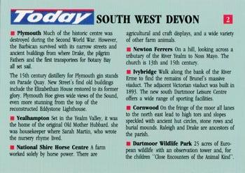 1991 Today Around Britain Mini Touring Maps #2 South West Devon Back