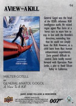 2021 Upper Deck James Bond Villains & Henchmen #94 General Anatol Gogol Back