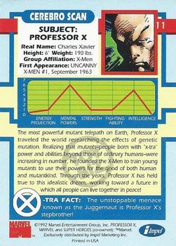 1992 Impel The Uncanny X-Men - Toy Biz #11 Professor X Back
