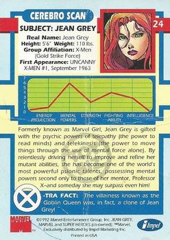 1992 Impel The Uncanny X-Men - Toy Biz #24 Jean Grey Back