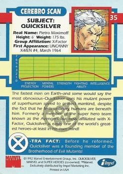 1992 Impel The Uncanny X-Men - Toy Biz #35 Quicksilver Back