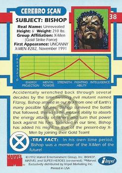 1992 Impel The Uncanny X-Men - Toy Biz #38 Bishop Back
