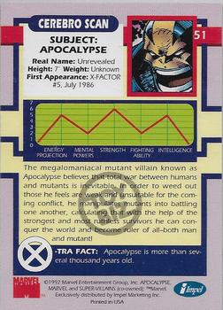 1992 Impel The Uncanny X-Men - Toy Biz #51 Apocalypse Back