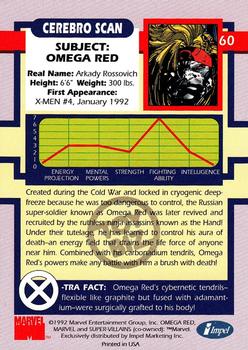 1992 Impel The Uncanny X-Men - Toy Biz #60 Omega Red Back