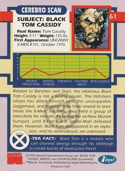 1992 Impel The Uncanny X-Men - Toy Biz #61 Black Tom Back