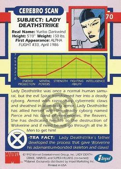 1992 Impel The Uncanny X-Men - Toy Biz #70 Lady Deathstrike Back