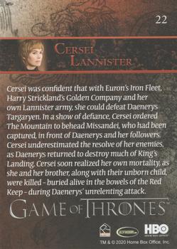2020 Rittenhouse Game of Thrones Season 8 - Foilboard #22 Cersei Lannister Back
