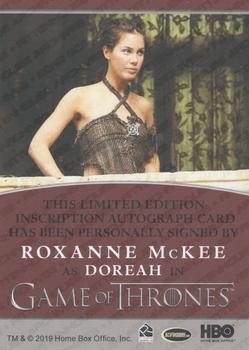 2020 Rittenhouse Game of Thrones Season 8 - Autographs with Inscription #NNO Roxanne McKee Back