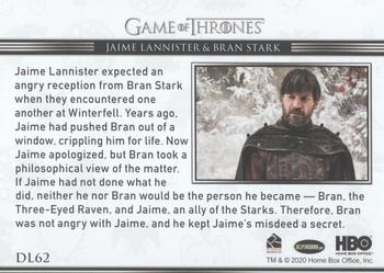 2020 Rittenhouse Game of Thrones Season 8 - Relationships #DL62 Jaime Lannister / Bran Stark Back